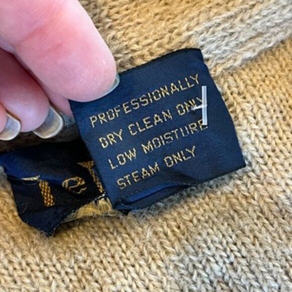 LeRoy Knitwear Vintage Sweater Duster Mohair Beige Pockets Small - Picture 8 of 11